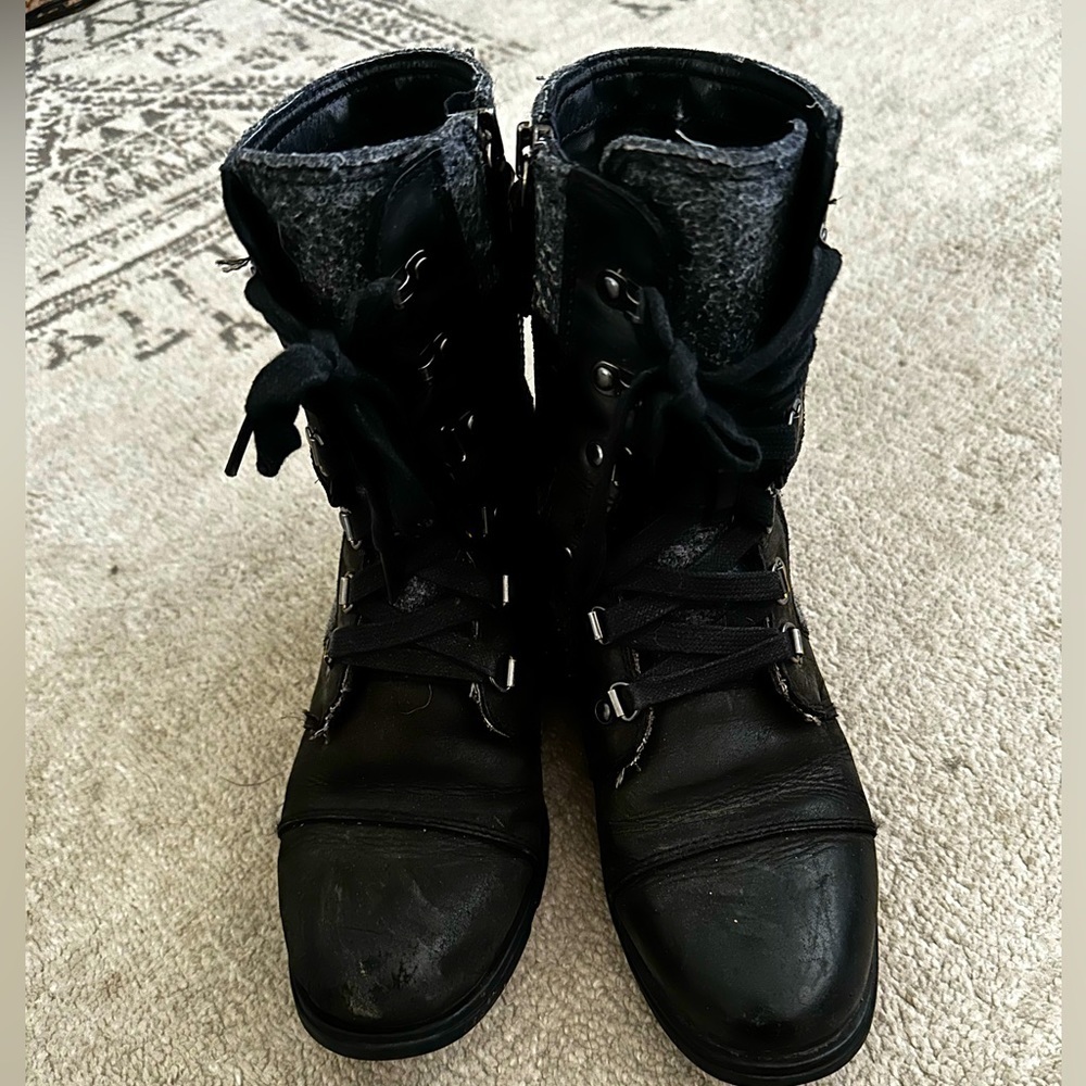 Sorel Women’s Gray Major Carly Boots Lace Up Waterproof Leather Combat Size 7 - Picture 5 of 11